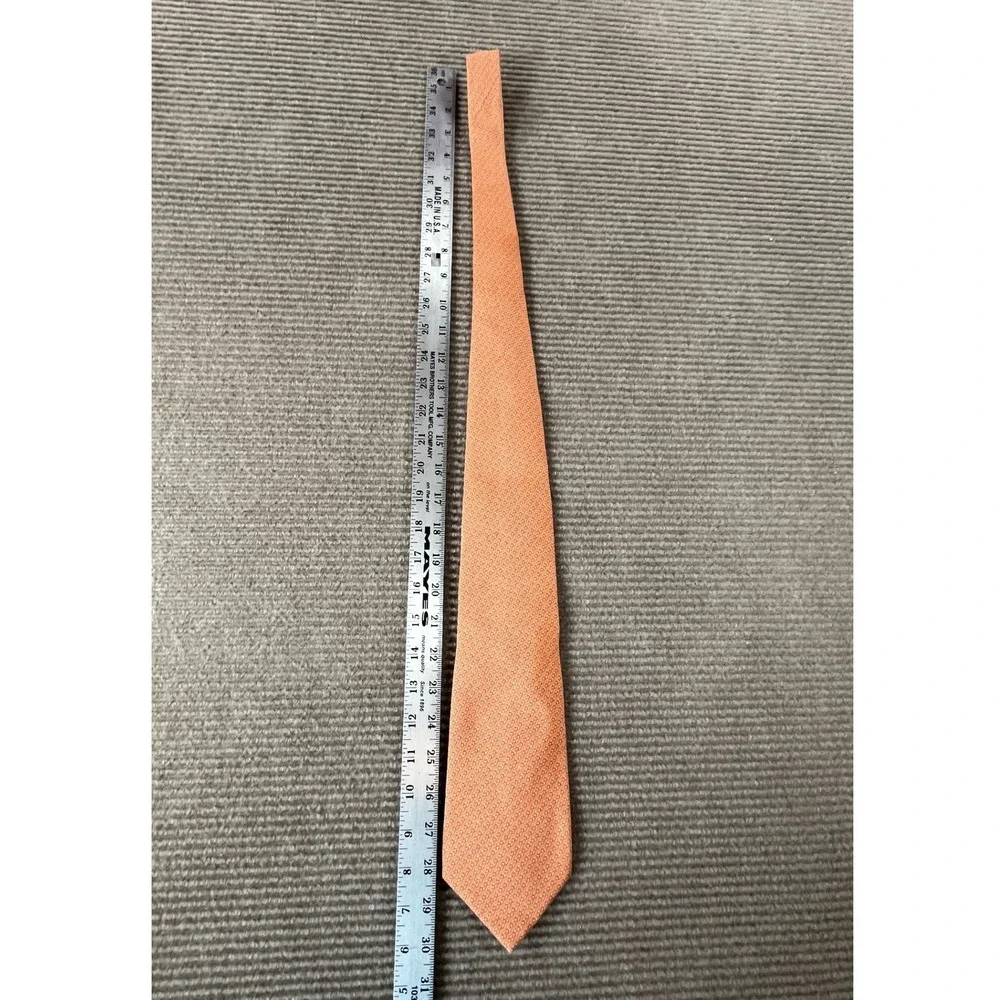 Asprey London Mens Silk Necktie Orange Micro Geometric Pattern‎ Luxury Tie